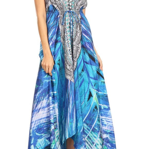 Sakkas Lizi Womens Maxi High-low Halter Handkerchief Long Dress Beach Party - Picture 1 of 11